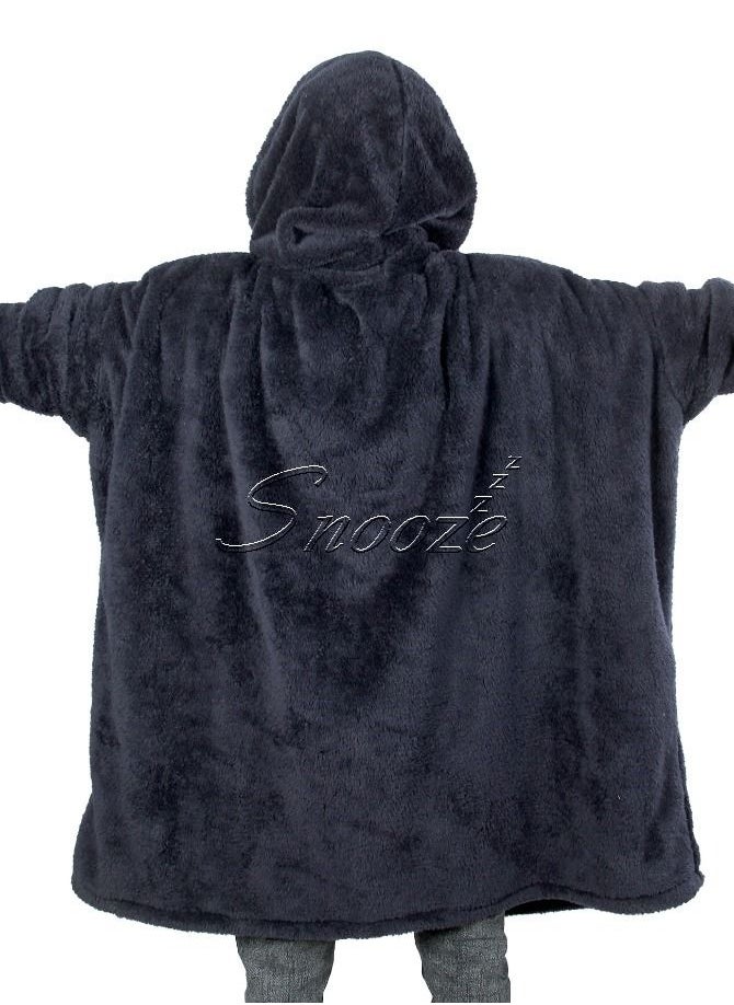 snooze - Snooze Over Sized Wearable Blanket With Hoodie Dark Blue - Image 1
