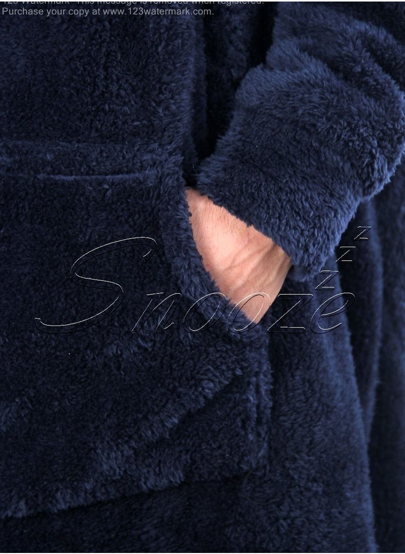 snooze - Snooze Over Sized Wearable Blanket With Hoodie Dark Blue - Image 1