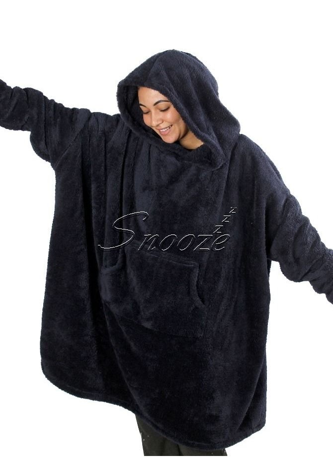 سنوز دفاية قابله للارتداء سنوز أوفر سايز مع غطاء للرأس، دارك بلو  - Image 4
