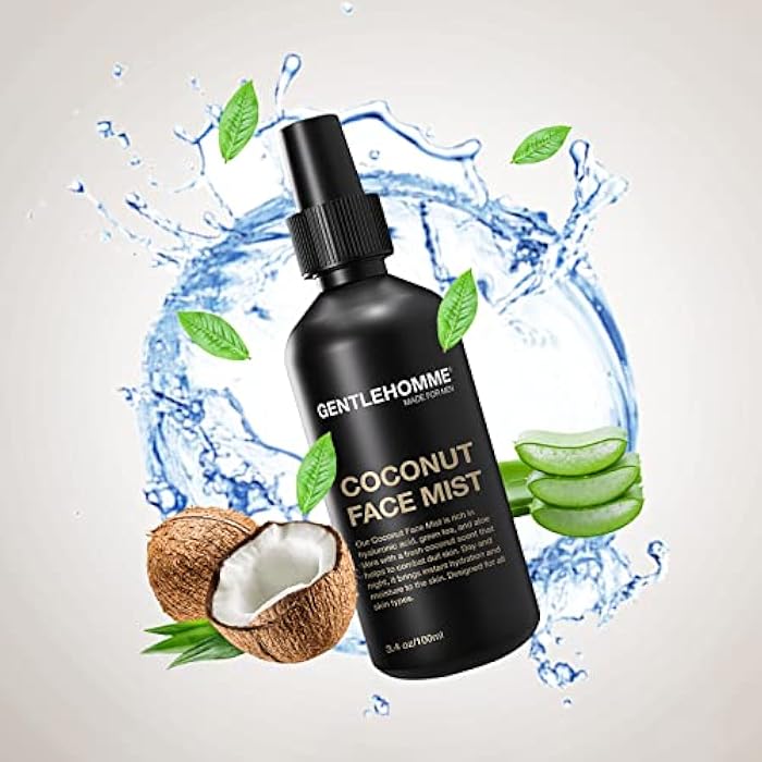 Gentlehomme - Coconut Face Mist - Men’s Facial Spray - with Hyaluronic Acid, Aloe Vera & Green Tea - Refresh, Moisturize & Hydrate - Use Day & Night - Safe for All Skin Types - Vegan - 3.4oz - 3 Pack - Image 5