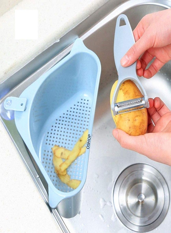 AMDROZ Sink Strainer Rack Kitchen Triangle Sink Strainer Drain Vegetable Drainer Sponge Rack Pack of 2 - Image 3