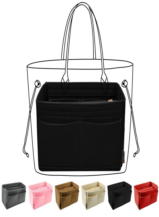 OMYSTYLE Black Mini Organizer Insert, Felt Tote Bag Organizer Insert with 5 Sizes, Handbag Dividers for Inside Purse, Compatible with Longchamp, Neverful, Speedy and More - Image 1