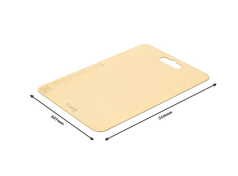 Clazkit لوح تقطيع من الفولاذ المقاوم للصدأ العادي للخضروات والفواكه والخبز واللحوم متين وآمن وقوي (207 × 310 × 1 مم) - ذهبي - Image 3