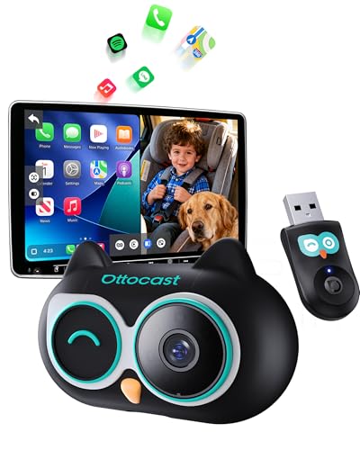 OTTOCAST Cabin Care Car Adapter with Baby Car Camera Wireless CarPlay Display on CarScreen 2026 PlugandPlay 1080P HD Rear Seat Baby Monitor Split Screen Navigation for Parents Pet Owners - Image 1