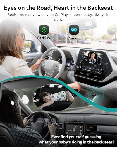 OTTOCAST Cabin Care Car Adapter with Baby Car Camera Wireless CarPlay Display on CarScreen 2026 PlugandPlay 1080P HD Rear Seat Baby Monitor Split Screen Navigation for Parents Pet Owners - Image 3