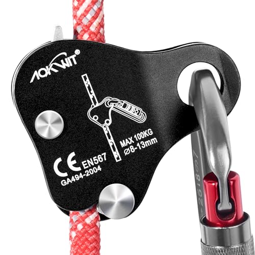 AOKWIT Climbing Ascender Fall Protection Belay Device Climbing Rope Grab for Rock Climbing Mountaineering Tree Arborist Expedition Caving Rescue Aerial Work Black - Image 1