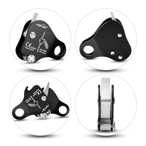 AOKWIT Climbing Ascender Fall Protection Belay Device Climbing Rope Grab for Rock Climbing Mountaineering Tree Arborist Expedition Caving Rescue Aerial Work Black - Image 3