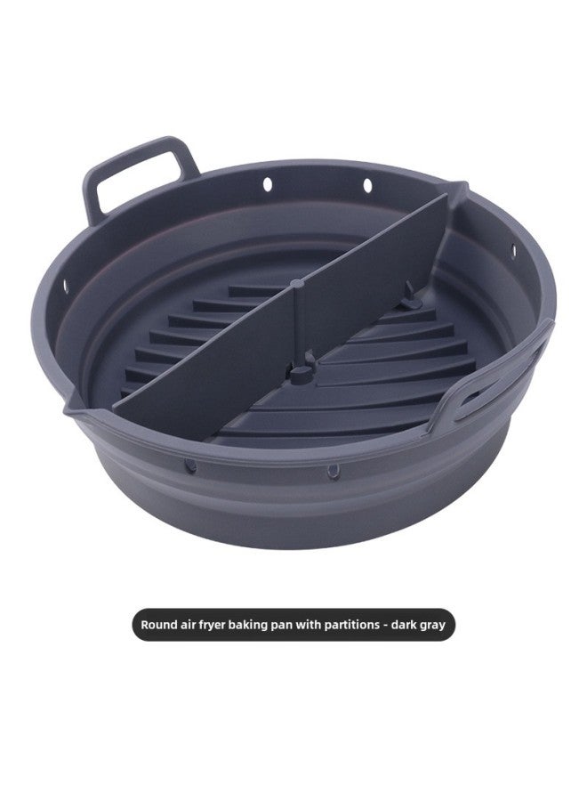 Hot Sale Air Fryer Special Silicone Baking Tray Household Oven Baking Tray Food Oil-proof Barbecue Tray-Specifications:Folding Round Gray  - Image 1