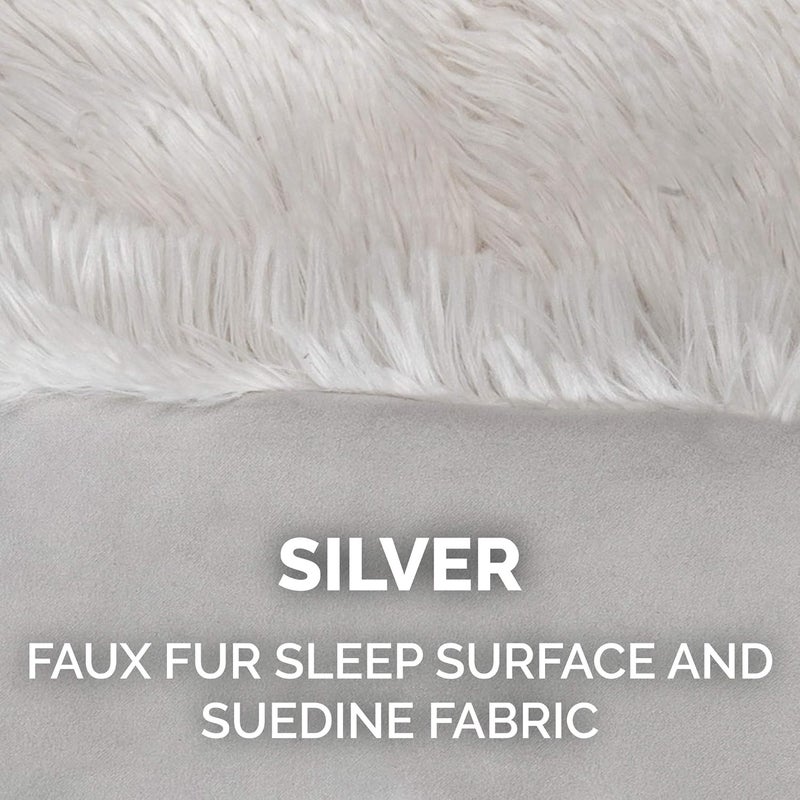 Furhaven Pet Dog Bed | Convertible Insulated Thermal Self-Warming Plush Faux Fur Cuddle Nest Lounger Pet Bed for Dogs & Cats, Silver, Small - Image 5