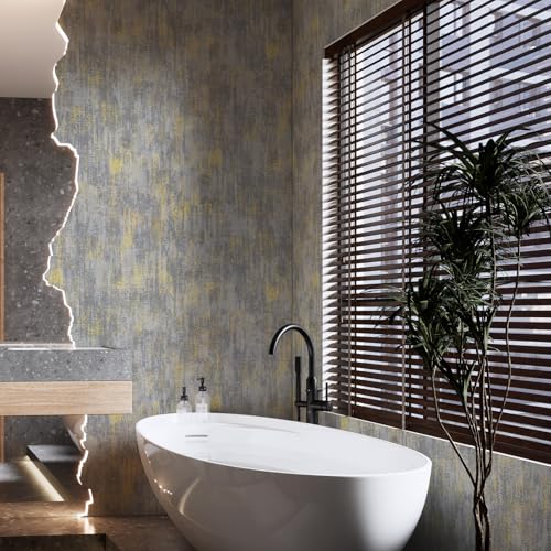 JiffDiff Vintage Metallic Peel and Stick Wallpaper Self Adhesive Industrial Metallic Concrete Wall Paper Modern Stick on Wallpaper Contact Paper (17.3" x 120" Light Gray) - Image 4