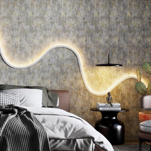 JiffDiff Vintage Metallic Peel and Stick Wallpaper Self Adhesive Industrial Metallic Concrete Wall Paper Modern Stick on Wallpaper Contact Paper (17.3" x 120" Light Gray) - Image 3