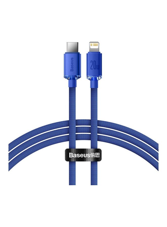 بيسوس كابل كريستال شاين سيريس سريع الشحن بمنفذ USB-C إلى Lightning وتقنية PD (بطول 1.2 م) وقدرة 20 وات مناسب لأبل آيفون 13/ 12/ 11/ برو/ ماكس/ ميني/ SE/ آي باد/ آيربودز والكثير غير ذلك أزرق - Image 2