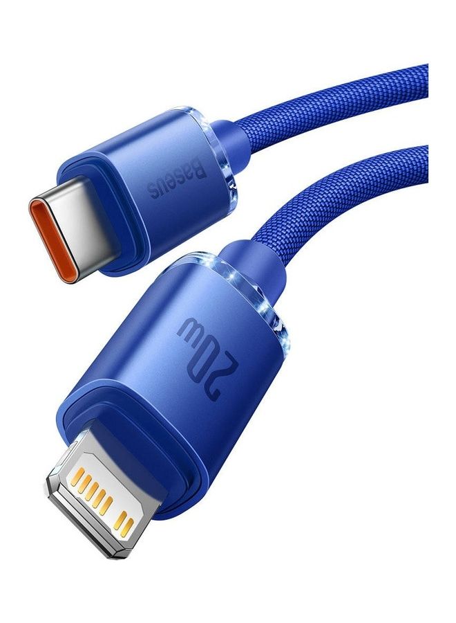 بيسوس كابل كريستال شاين سيريس سريع الشحن بمنفذ USB-C إلى Lightning وتقنية PD (بطول 1.2 م) وقدرة 20 وات مناسب لأبل آيفون 13/ 12/ 11/ برو/ ماكس/ ميني/ SE/ آي باد/ آيربودز والكثير غير ذلك أزرق - Image 3