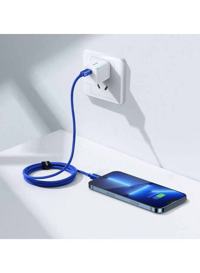 بيسوس كابل كريستال شاين سيريس سريع الشحن بمنفذ USB-C إلى Lightning وتقنية PD (بطول 1.2 م) وقدرة 20 وات مناسب لأبل آيفون 13/ 12/ 11/ برو/ ماكس/ ميني/ SE/ آي باد/ آيربودز والكثير غير ذلك أزرق - Image 5
