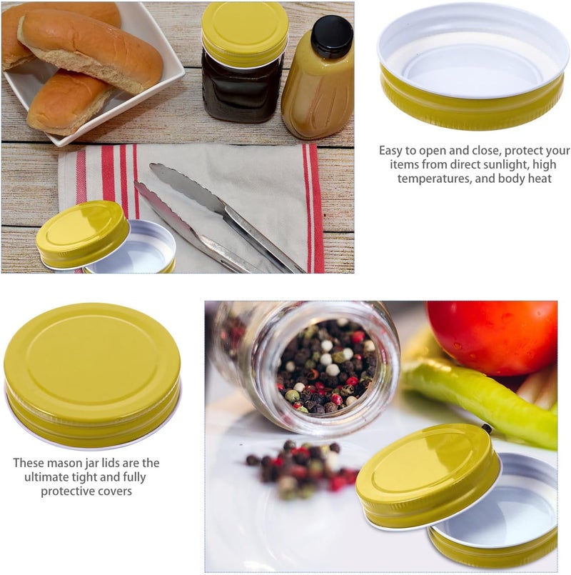 12pcs 70mm Gold Tinplate Jar Replacement Lids Mason Jar Sealing Covers for Food Storage and Canning - Image 3
