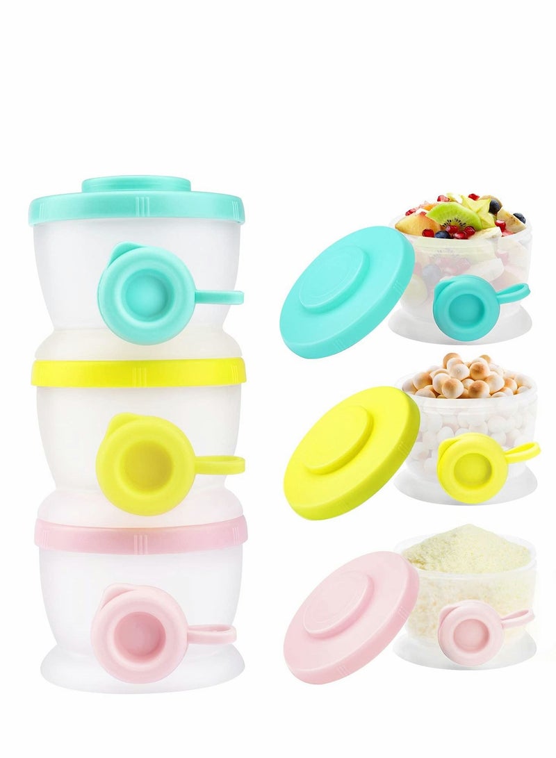 SYOSI Baby Formula Dispenser, Stackable Milk Powder Formula Container Formula Holder Snack Fruit Biscuits Storage for Travel, On-The-Go, BPA Free, 3 Compartments - Image 1