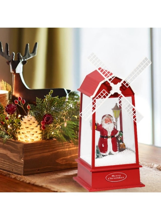 Snow Globe Snowing Lantern Musical Boxs with Lights,Santa Claus Lantern with 8 Music Songs,Battery u0026 USB Powered Light 6H Timer, Windmill - Image 1