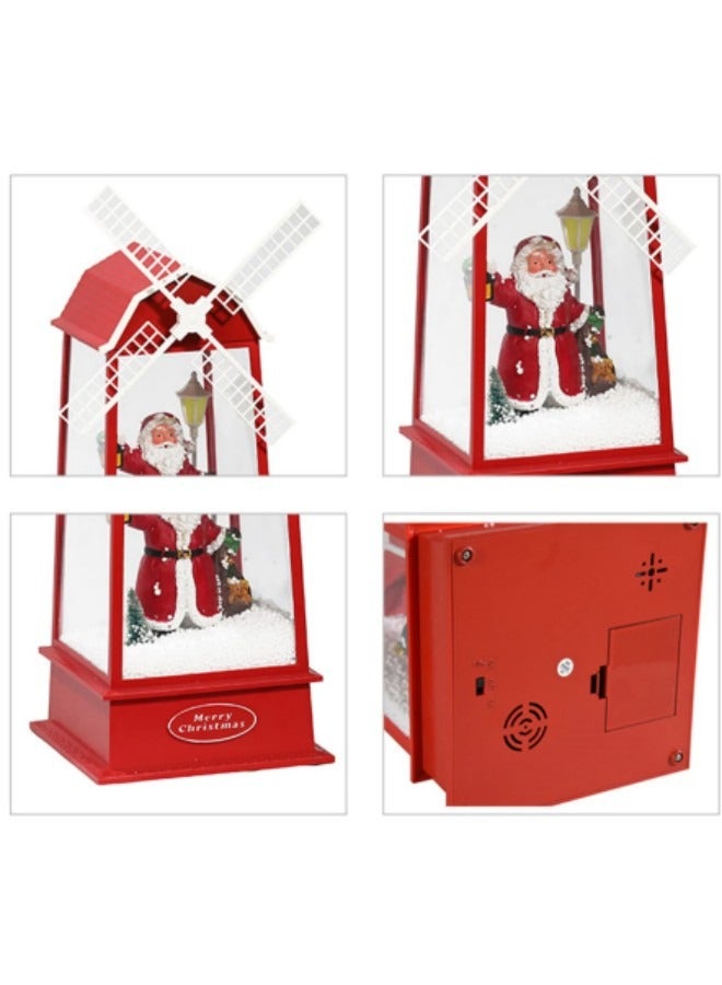Snow Globe Snowing Lantern Musical Boxs with Lights,Santa Claus Lantern with 8 Music Songs,Battery u0026 USB Powered Light 6H Timer, Windmill - Image 4