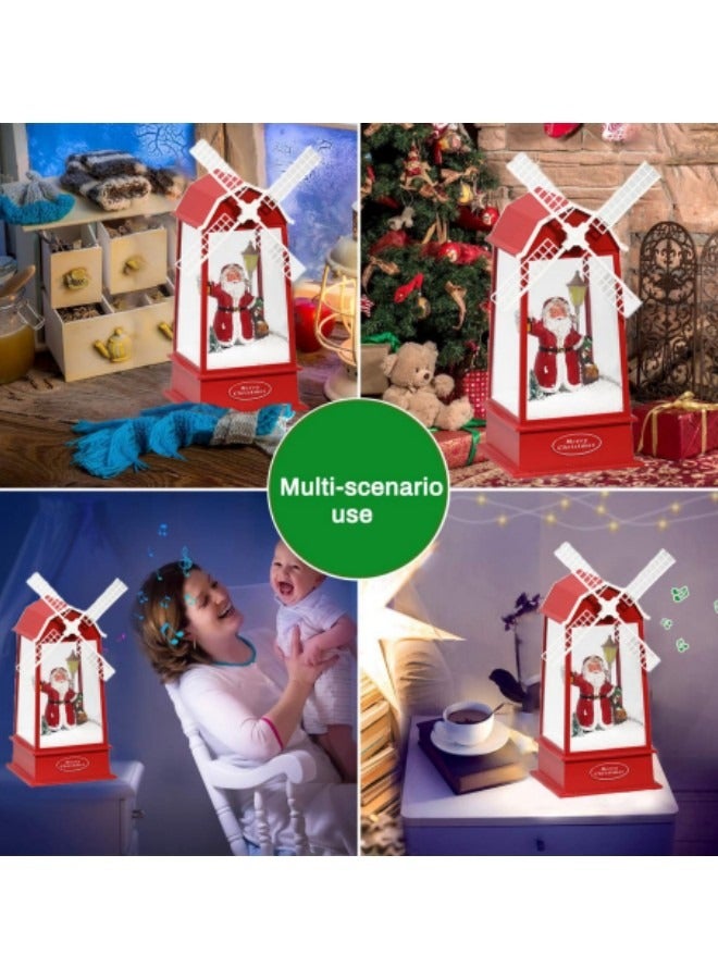 Snow Globe Snowing Lantern Musical Boxs with Lights,Santa Claus Lantern with 8 Music Songs,Battery u0026 USB Powered Light 6H Timer, Windmill - Image 5