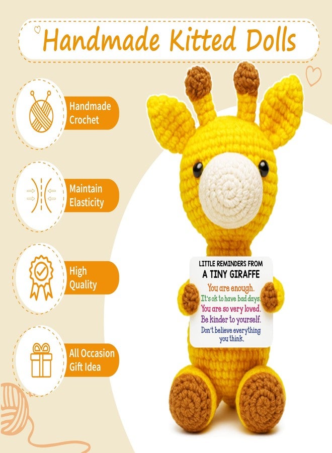 LUICONMO Inspirational Crochet Cheerful Giraffe - Christmas Stocking Stuffers Handmade Cute Emotional Cheer Uplifting Support Funny Gift for Women Student College Coworkers Birthday Graduation Friendship - Image 3