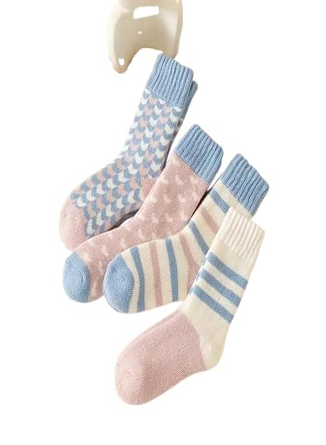 جوارب شتوية صوفية بألوان الباستيل للبنات من URBANSOCKS - جوارب دافئة وناعمة بطول الكاحل (عبوة من 4 قطع) - Image 1