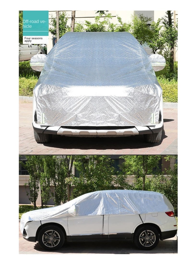 غطاء سيارة نصف SUV MPV 185"-200" لجميع الأحوال الجوية، داخلي وخارجي لموسم مقاوم للماء والغبار ومقاوم للأشعة فوق البنفسجية ومقاوم للثلوج لحماية الزجاج الأمامي والسقف - Image 3