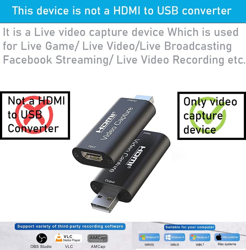 Tobo Video HDMI Capture Card, Tobo 1080P 4K HDMI to USB 2.0 Cam Link Audio Capture Card Device Record to DSLR Camcorder Action Cam, Live Streaming, Teaching, Video Conference-(TD-813HVC-002) - Image 3