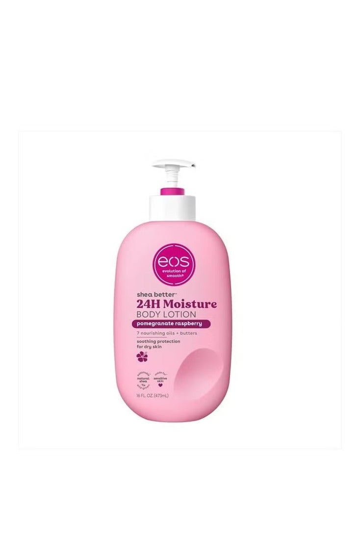 EOS Shea Better Body Lotion- Pomegranate Raspberry, 24-Hour Moisture Skin Care, Lightweight & Non-Greasy, Made with Natural Shea, Vegan, 16 fl oz - Image 1
