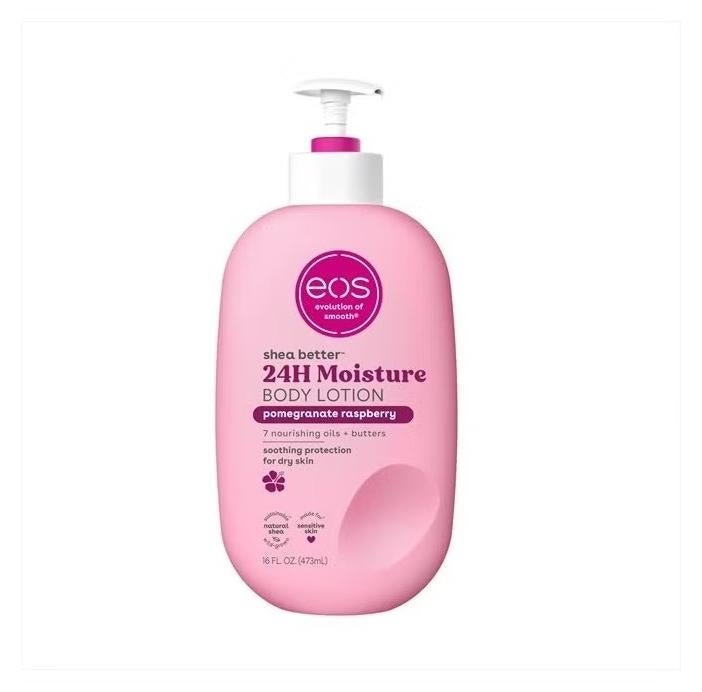 EOS Shea Better Body Lotion- Pomegranate Raspberry, 24-Hour Moisture Skin Care, Lightweight & Non-Greasy, Made with Natural Shea, Vegan, 16 fl oz - Image 1