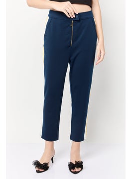 Juicy Couture Women Regular Fit Straight Leg Crop Pants, Navy  - Image 1