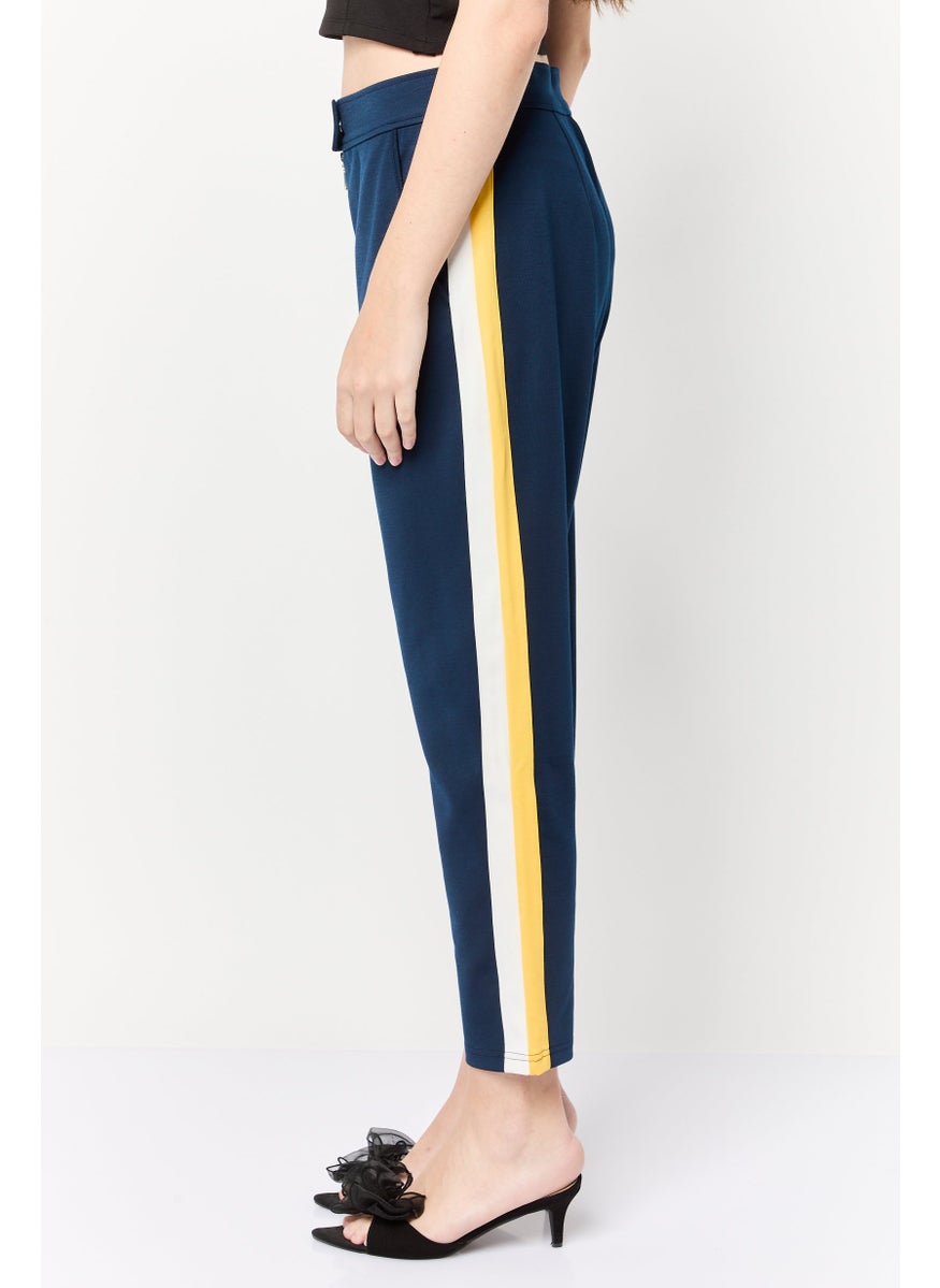 Juicy Couture Women Regular Fit Straight Leg Crop Pants, Navy  - Image 4