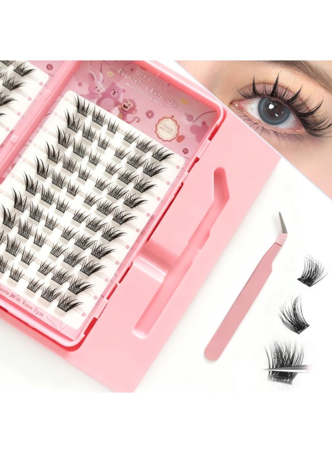 Selirxy 120Pcs Glue-Free False Eyelashes with Tweezers & Storage Box - Self Adhesive Pre Glued Lash Clusters for Easy Application - Reusable Thick Eyelashes to Enlarge Eyes - Image 3