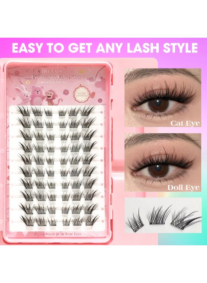Selirxy 120Pcs Glue-Free False Eyelashes with Tweezers & Storage Box - Self Adhesive Pre Glued Lash Clusters for Easy Application - Reusable Thick Eyelashes to Enlarge Eyes - Image 5