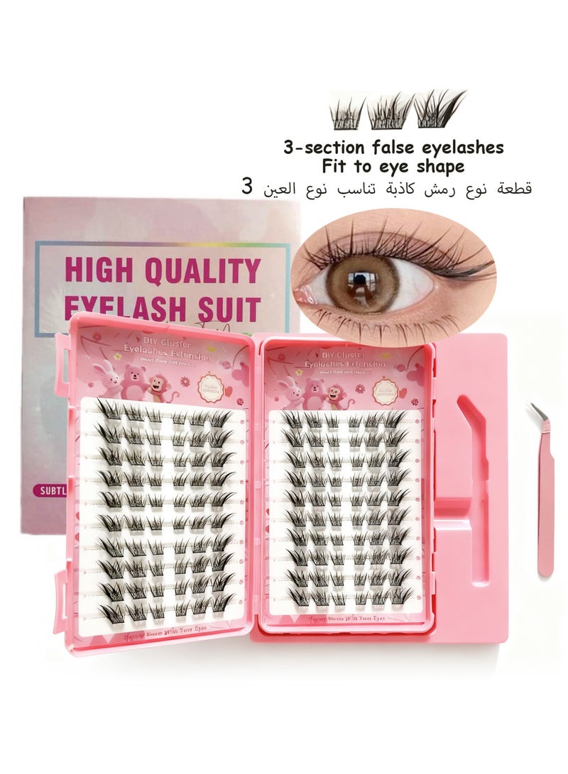 Selirxy 120Pcs Glue-Free False Eyelashes with Tweezers & Storage Box - Self Adhesive Pre Glued Lash Clusters for Easy Application - Reusable Thick Eyelashes to Enlarge Eyes - Image 1