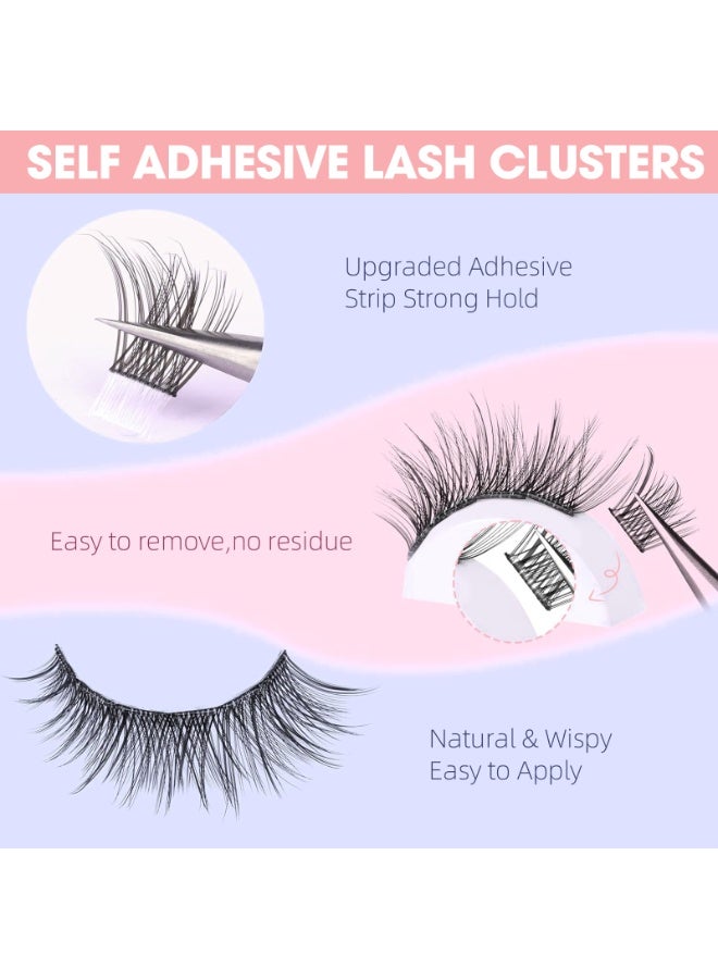 Selirxy 120Pcs Glue-Free False Eyelashes with Tweezers & Storage Box - Self Adhesive Pre Glued Lash Clusters for Easy Application - Reusable Thick Eyelashes to Enlarge Eyes - Image 4
