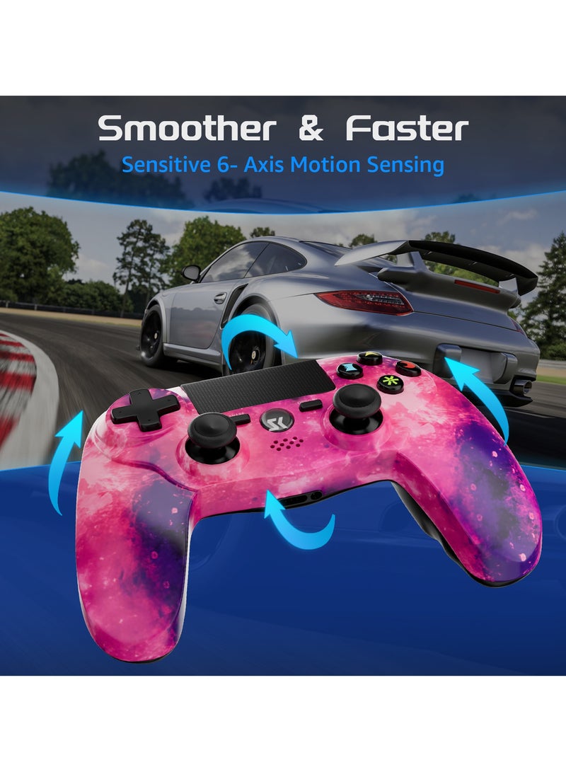 Controller for PS4, Dual Shock Controller Compatible with PlayStation4/3/PS4 Joystick with Touch Panel, Six Axis Gyroscope, Headset Jack Pink and blue 2Pk - Image 2