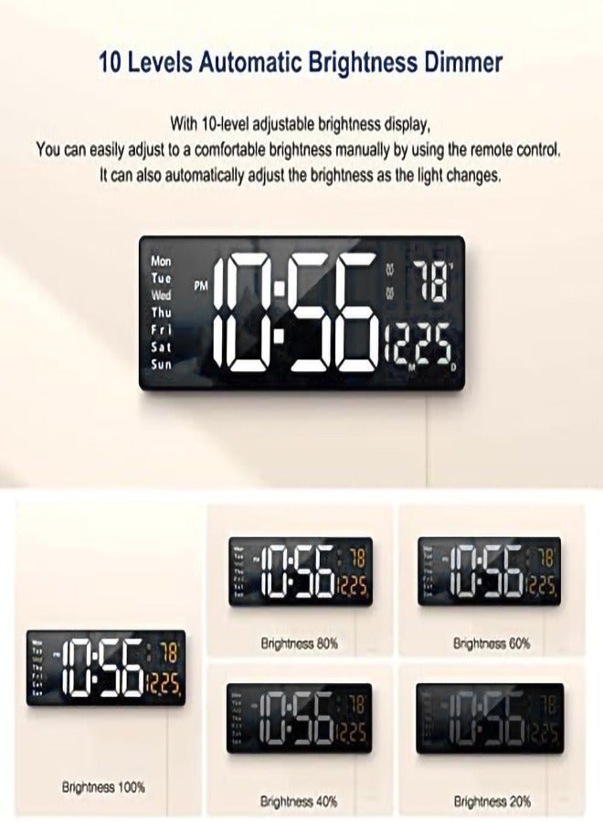 Digital Wall Clock with LED Alarm, Remote Control, and Automatic Brightness Dimmer for Home and Office  - Image 4