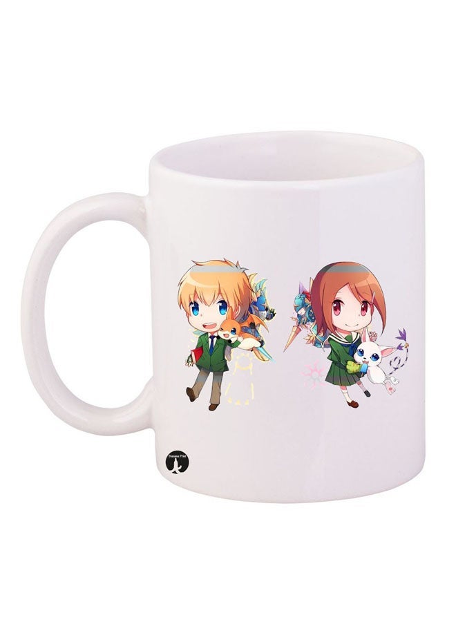 RYN Anime Digimon Mug White/Green/Orange 11ounce