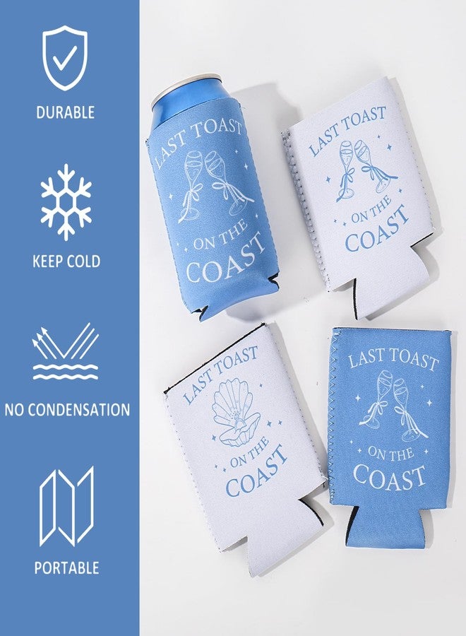 Whaline 12Pcs Last Toast on the Coast Bachelorette Party Can Sleeve 12Oz White Blue Beer Can Cooler Cover Neoprene Insulated Thermocooler for Coastal Beach Bach Party Drink Decor - Image 4