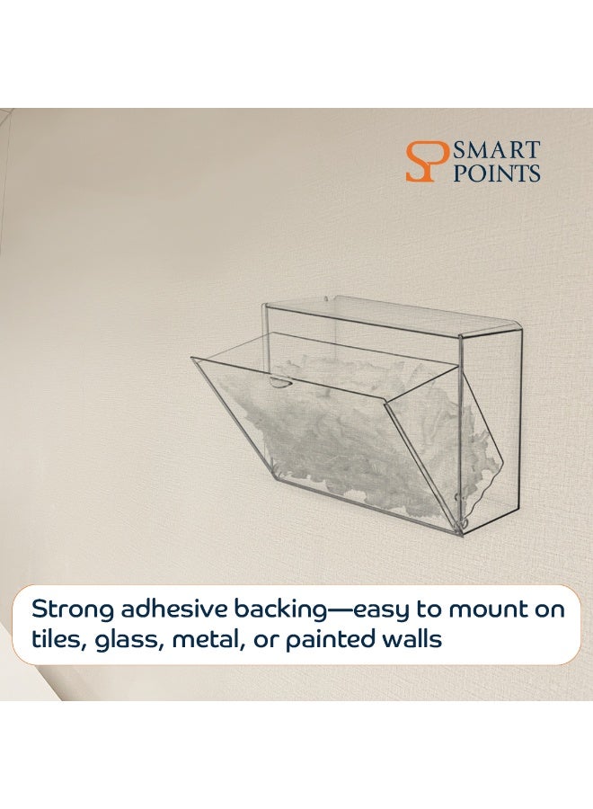 "سمارت بوينتس  " صندوق تخزين شفاف جداري – منظم دون حفر للأغطية البلاستيكية، القفازات، الكمامات والاحتياجات اليومية – لاصق قوي – مناسب للمداخل والحمّام والمطبخ – 22 × 15 × 8.5 سم - Image 4
