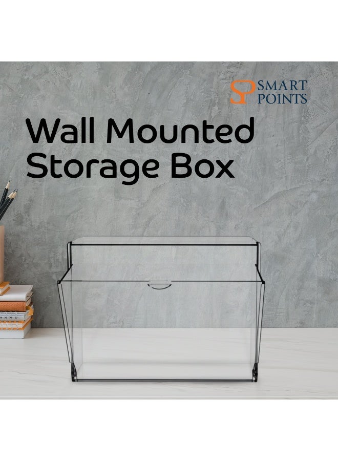 "سمارت بوينتس  " صندوق تخزين شفاف جداري – منظم دون حفر للأغطية البلاستيكية، القفازات، الكمامات والاحتياجات اليومية – لاصق قوي – مناسب للمداخل والحمّام والمطبخ – 22 × 15 × 8.5 سم - Image 2