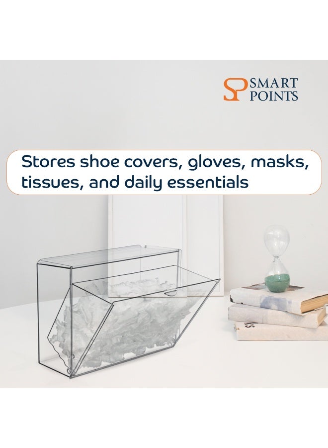 "سمارت بوينتس  " صندوق تخزين شفاف جداري – منظم دون حفر للأغطية البلاستيكية، القفازات، الكمامات والاحتياجات اليومية – لاصق قوي – مناسب للمداخل والحمّام والمطبخ – 22 × 15 × 8.5 سم - Image 3
