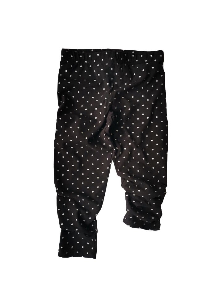WiNi BEE Baby Girls Leggings Cotton Stretch Black Silver Dot Printed Pants Kids Skinny Trousers Soft Elastic Pants 1-6Years - Image 1