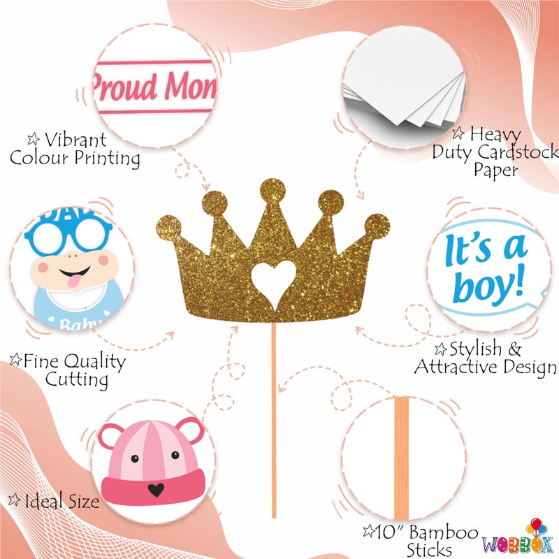 Wobbox Baby Shower Caremony Photo Booth Props, Baby Shower Props for Photoshoot, Baby Shower Decoration, Mom to Be Daddy to Be Decoration, Godh Bharai Ceremony Decorations Items-(FP74) - Image 4
