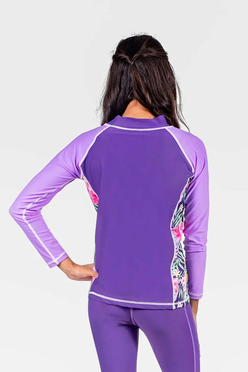 COEGA SUNWEAR  COEGA Rashguard Long Sleeve-Regular Girls Sz10 - Purple Blue Tropical for Kids | Best Price UAE