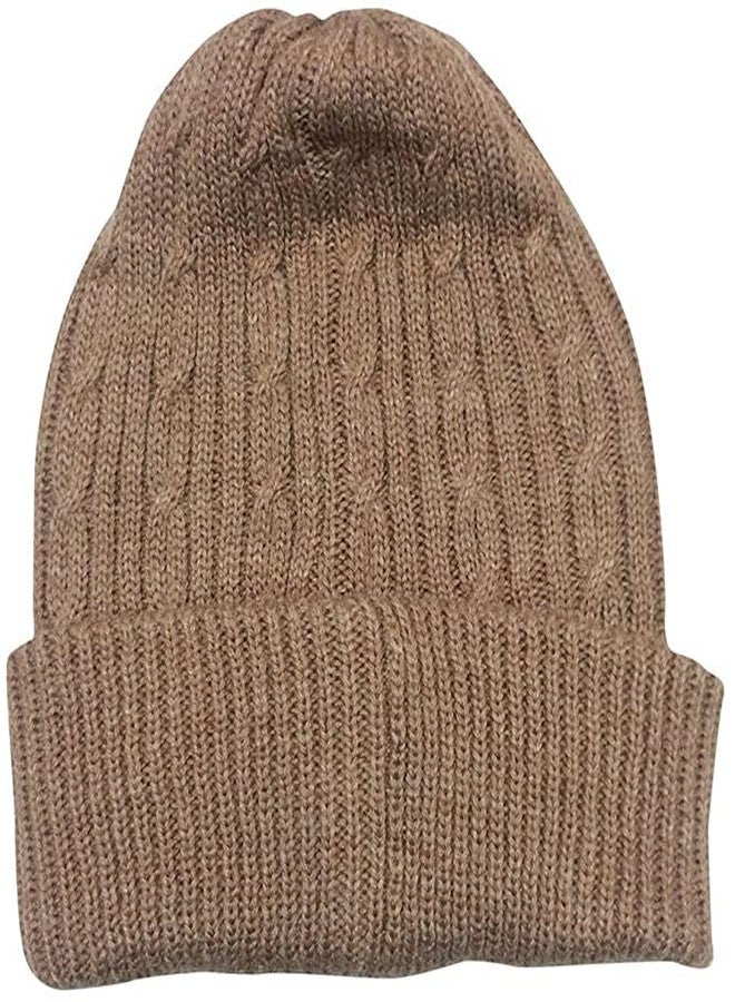 VINSON Kids Acro Wool Knit Skull Beanie Cap with Fur Inside for Winter Season (Pack of 1) (Brown)(Free Size)