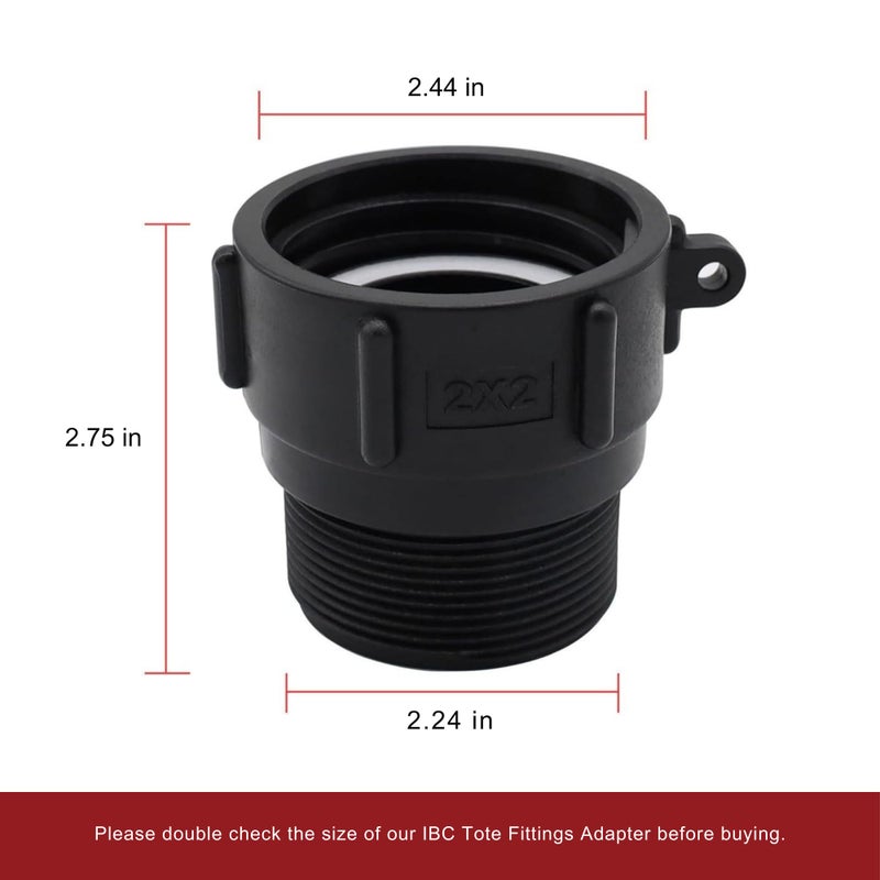 PERMINKS IBC Tote Adapter 2" Female Buttress to 2" Male NPT Standard Pipe Thread, Water Tank Connector for 275-330 Gallon IBC Totes, Food Grade Fittings, Drain Valve, Buttress Adapter for Garden Hose - Image 3