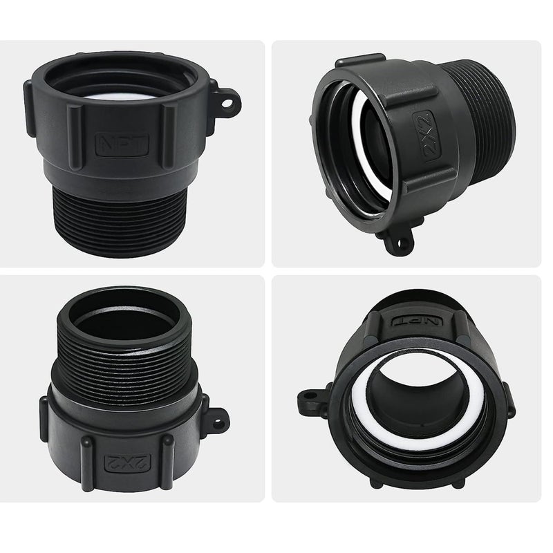 PERMINKS IBC Tote Adapter 2" Female Buttress to 2" Male NPT Standard Pipe Thread, Water Tank Connector for 275-330 Gallon IBC Totes, Food Grade Fittings, Drain Valve, Buttress Adapter for Garden Hose - Image 2