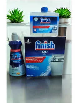 Finish Dishwashing Bundle (Finish Dishwasher Detergent Salt, 2Kg And Finish Dishwasher Machine Cleaner, 250Ml And Finish Dishwasher Rinse Aid Liquid - 400 Ml)