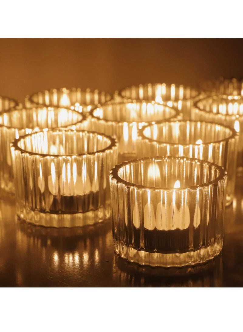 SYOSI Clear Tealight Candle Holder Set of 12, Clear Glass Tealight Candle Holders for Wedding Party, Tea Light Candles Holder Bulk for  Centerpiece  Party  2 X1.4, Clear - Image 2